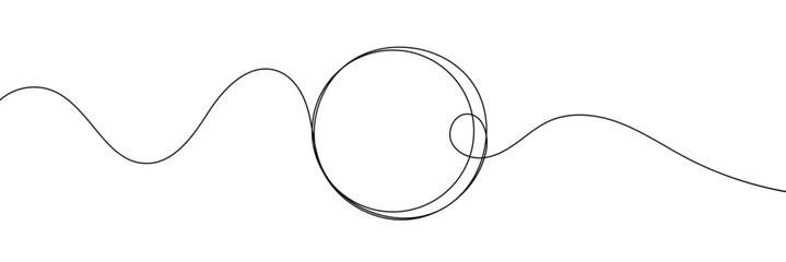 Poster - continuous one line circle stroke, hand drawn circle frame on white background. one line drawing vec