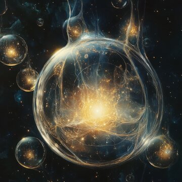 Bubble rise of light, surreal thread background