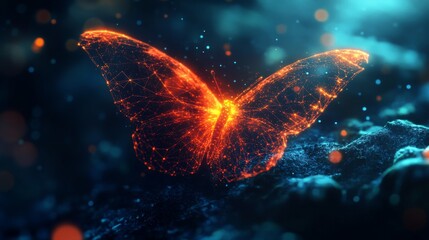 Wall Mural - in the illustration dreamlike growth, geometric shapes transform into a butterfly, embodying the the