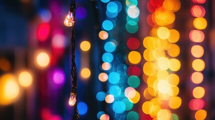 Poster - Colorful bokeh lights create a vibrant and festive atmosphere for celebrations, parties, and events, providing a warm glow and enchanting backdrop for joyful moments.