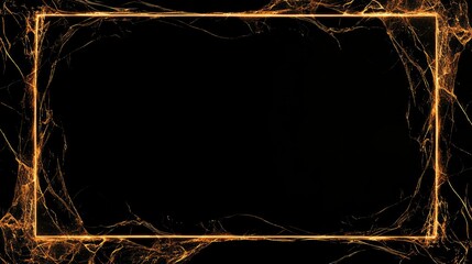 Poster - Abstract glowing frame in fiery orange color with intricate details, perfect for backgrounds, overlays, presentations, and artistic displays on dark canvas