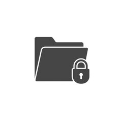 Poster - Secure Folder: A simple, minimalist representation of a secure folder, icon. Illustrating digital privacy and data protection with a lock symbol overlay.