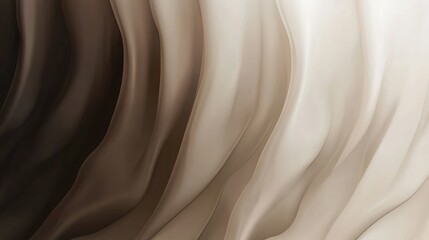 Poster - Abstract Elegance: Flowing Waves of Beige, Cream, and Brown Tones Create a Soft and Serene Background Ideal for Modern Design and Artistic Projects