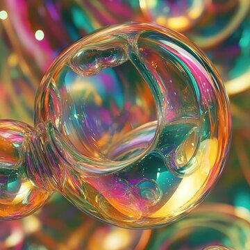 Bubble twist of stroke, surreal shimmer background