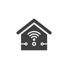 Poster - Smart Home Connectivity: A digital representation of a house with integrated wireless internet, a symbol of modern interconnected living. 