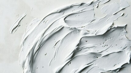 Poster - Abstract texture of white paint strokes on canvas, showcasing dynamic movement and depth, perfect for backgrounds, artistic projects, or creative designs in various formats.