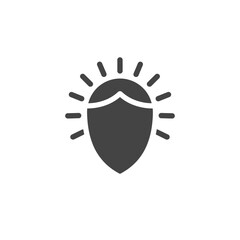 Poster - Protection and Security Icon: A simple yet powerful icon of a shield with radiating beams, symbolizing protection and security.  Ideal for website design, app development.