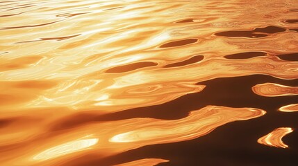 Poster - Glimmering Golden Reflection on Water Surface During Sunset, Capturing the Serenity and Beauty of Nature's Color Palette and Fluid Motion of Liquid Elements