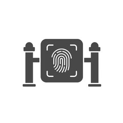 Poster - Fingerprint Biometric Security: A sleek, minimalist illustration depicting a fingerprint scanner, symbolizing modern security systems and advanced biometric technology.