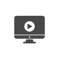 Poster - digital video icon: clean and modern computer monitor icon with a prominent play button, symbolizing