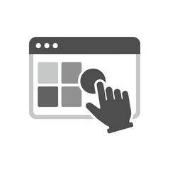 Poster - Interactive Interface: A digital illustration showcases a user's hand interacting with a clean-lined interface. The hand hovers over a circular button, poised to trigger an action.