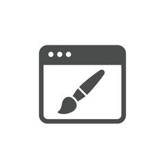 Poster - digital brush strokes: a grayscale vector art of a brush against a web browser window, capturing the
