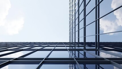 Poster - 3d rendering of modern architecture, Skyscraper corporate office building with glass window
