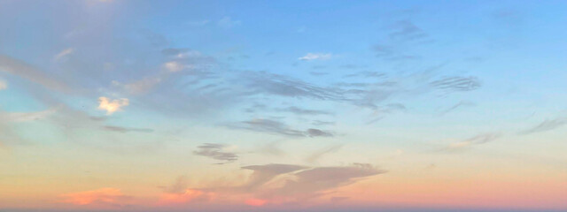 Wall Mural - idyllic sky with cloud and sun light. nature background, skyline landscape