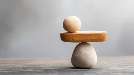 Poster - A beautifully constructed wooden balance stack symbolizing thoughtful decision-making and harmony in choices