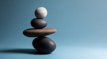 Poster - A carefully arranged stack of rocks on a natural surface reflecting balance and harmony in decision-making process