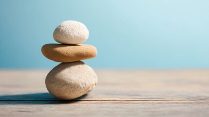 Poster - A balanced and thoughtfully constructed stack of rocks in a natural setting representing harmony in choices
