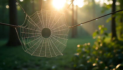spider web with dew