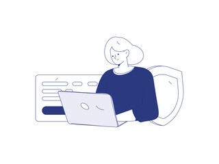 business network security character flat vector concept operation hand drawn illustration