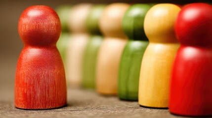 Poster - wooden toy standing out from group of other wooden toy figures representing crowd-verified financial