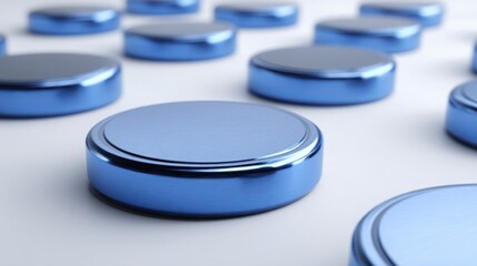 Poster - group of blue metal caps reflecting decentralized autonomous organization concept in investment and 