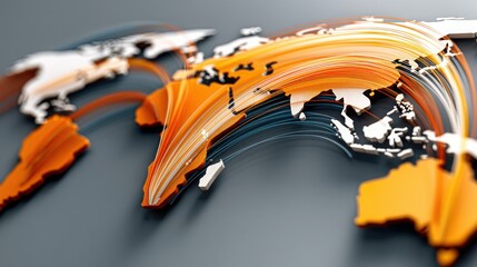 Poster - Detailed world map depicting digital remittance system expansion and global financial transactions in a connected economy