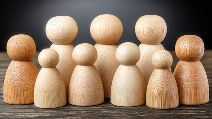 Poster - Group of wooden pegs representing collaborative efforts in early-stage venture scouting and investment strategies