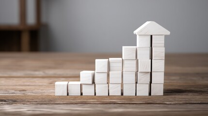 Poster - Stack of wooden blocks symbolizing economic mobility and financial solutions for expanding opportunities and growth