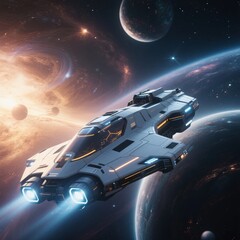 Wall Mural - Sci-Fi Spaceship in Outer Space