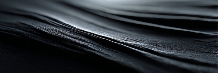 Poster - Abstract Dark Grey Texture - Close-up of a dark grey textured surface with subtle waves and folds. Ideal for backgrounds or design elements