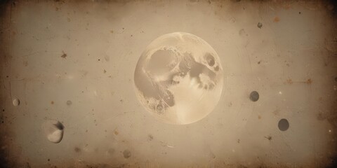 Wall Mural - Aged paper texture, celestial bodies, moon phases, scattered stars, vintage cosmos ,  cosmos,  texture