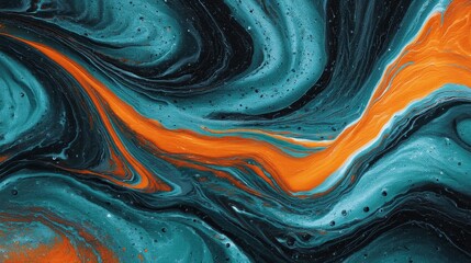 Poster - Abstract Teal and Orange Swirl - Mesmerizing abstract art featuring swirling teal and orange paint, creating a dynamic and vibrant visual. Perfect for modern design projects