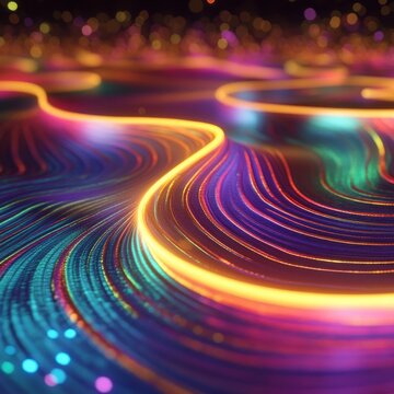 fluid ripple curve, glowing thread, background