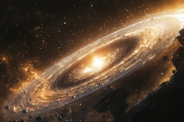 Wall Mural - cosmic spiral galaxy, blazing with light