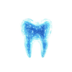 Poster - Blue Tooth Illustration with Energy Lines for Dental or Healthcare Use