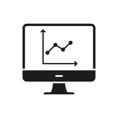 Poster - Computer Monitor With Graph Solid Icon. Data Analysis, Business Growth, And Performance Tracking Silhouette Symbol. Financial Insights And Analytics. Isolated Vector Illustration