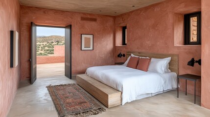 Poster - Bright and airy bedroom featuring a bed and window with natural light streaming in for serenity