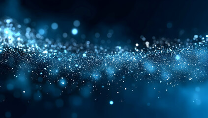 Poster - A mesmerizing abstract background featuring shimmering blue particles and a soft glow, perfect for use in graphic design and artistic projects.