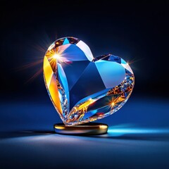 Poster - Heart shaped crystal radiating light with stunning clarity and reflections creating a captivating effect
