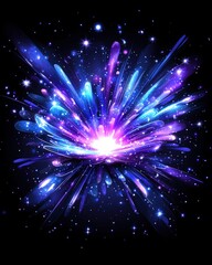 Poster - Colorful explosion of light and stars creating a beautiful celestial scene with vibrant energy and motion