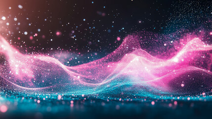 Leinwandbilder - Abstract Landscape of Dotted Light: A luminous expanse for cosmic banner, and creative wallpaper