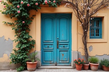  Charming doorway with blooming plants