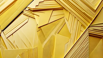 Golden geometric abstract background with modern design and elegant textures, 3D rendering