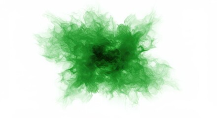 Poster - Abstract green watercolor cloud effect on white background with dark center visual element art