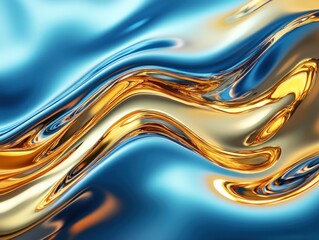 Aufkleber - Gold and blue liquid flow