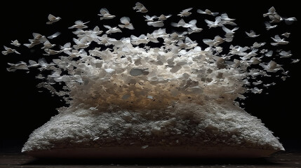 Poster - Ethereal Butterflies Emanating from a Soft White Pillow Design