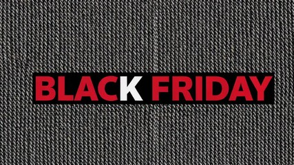 Poster - Black friday sale text revealing through digital glitch animation on neutral grey background, representing seasonal retail marketing and e commerce promotional event