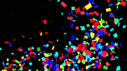 Poster - Colorful confetti is falling against a black background, creating a celebratory atmosphere ideal for black friday sales and other promotional events