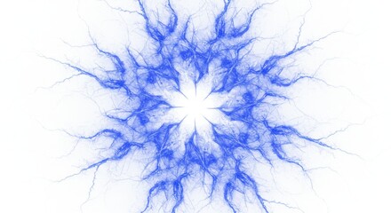 Poster - A blue and white fractal design radiating from a central point on a white background, abstract art