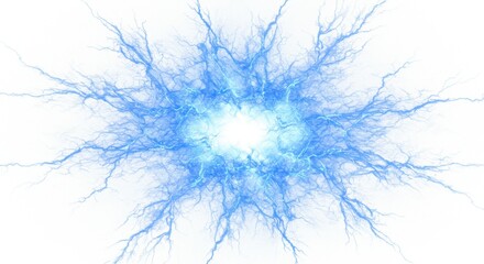 Poster - A burst of blue energy radiating outwards with a bright center on a clean white background art